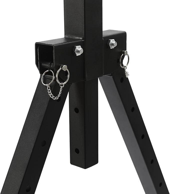 Foldable Pull Up Bar Stand, 440LBS Capacity Multifunction Triangular Structure Pull Up Station Home Gym Strength Training Workout Equipment with Adjustable Height for Pull-Ups Dips Push-Ups & More