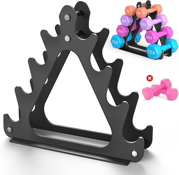 4-Tier Dumbbell Rack for 1-15 lb Weights, Holds 5 Pairs Space-Saving Sturdy A-Frame Stand for Home Gym, Weight Rack for Women's Dumbbell Set (Dumbbell Rack Stand Only)