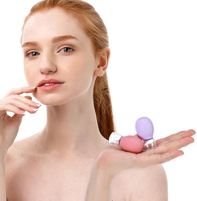 4Pcs Facial Cupping Therapy Set, Silicone Face Cupping Kit for Massage, Anti Cellulite Cup Massage Tool Vacuum Suction Cup for Eye Face Vacuum Massager