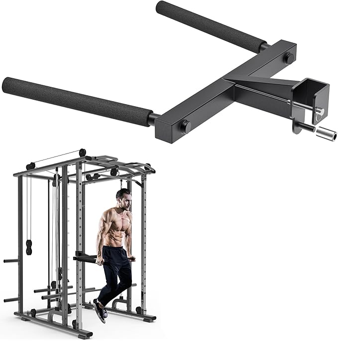 Kipika Y-Shaped Dip Bar for Power Cage with 5/8" or 1" Hole - Dip Bar Attachments for Home Gym - Heavy Duty Power Rack Attachments - Squat Rack Accessories for Strength Training