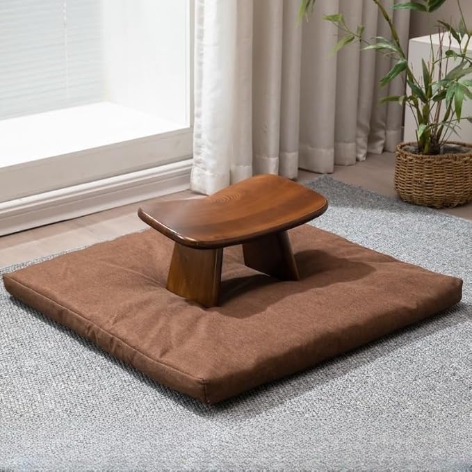 Luxurious Butterfly Meditation Bench Solid Oak Wood Wooden Kneeling Ergonomic Seiza Seat Yoga Stool Seiza Prayer Bench (Ebony Finish)