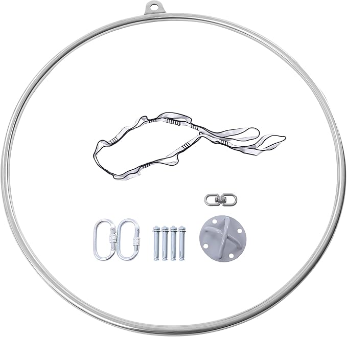 Aerial Hoop Set 33.5" Aerial Lyra Hoop Professional Circus Fitness with Complete Rigging Hardware Kit Acrobatics Equipment Hanging Rings for Home Yoga Dance Sling Kit