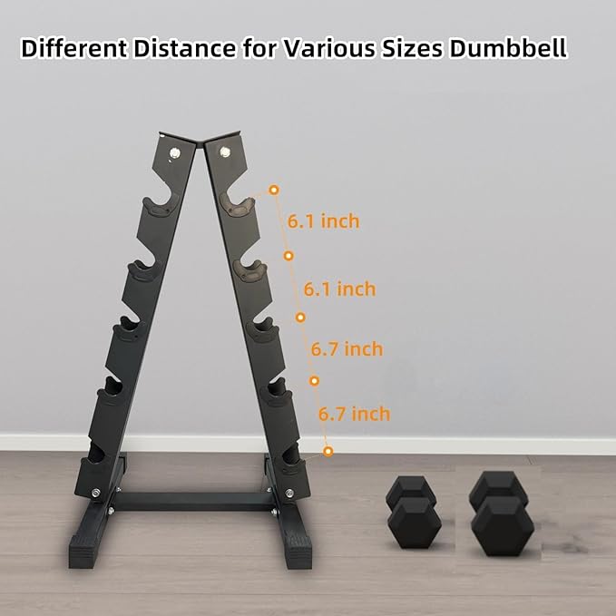 Heavy Duty A-Frame Dumbbell Rack Stand, 2.0mm Commercial Steel Weight Storage Organizer for Home Gym, 480LB Capacity, Space Saving Design (21.5"x16.9"x38")