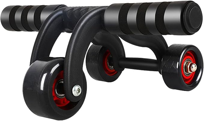 Abdominal Wheel Ab Roller 3 Wheels Non-slip Heavy Duty Low Noise Abdominal Wheel with Kneeling Mat and Braking Board Unisex Deodorant Breathable Handle Domestic Gym Equipment