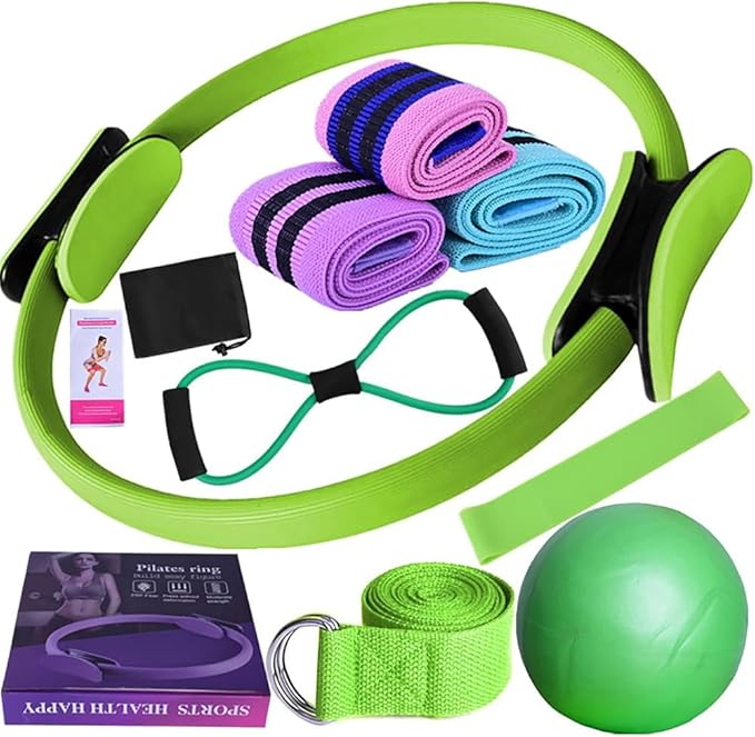 Pilates Essentials Kit for Women - Home Fitness Equipment Set, Includes Pilates Ring, Yoga Ball, Resistance Bands, Booty Bands for Core Strength, Glute Toning, and Yoga Stretching
