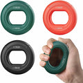 Grip Strength Trainer (30-80lbs) - 6 Resistance Levels, 3PCS Silicone Hand Grip Strengthener Rings for Rock Climbing, Athletes, Finger Workout & Stress Relief - Double Force Design