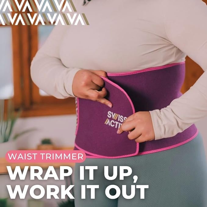 Swiss Activa+ Waist Trimmer -Waist Size 22-44in - Weight Loss Infinity Smart Weighted Hula Hoop for Women Purple