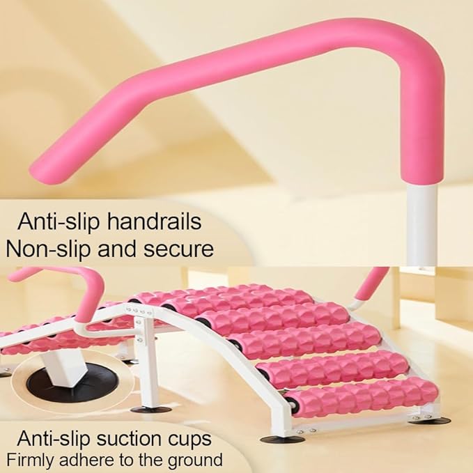 Chair Yoga with Handles, Foldable Pilates Equipment with Multiple Foam Rollers, Home Workout Bench with Suction Cup for Gym, Bedroom, Living Room