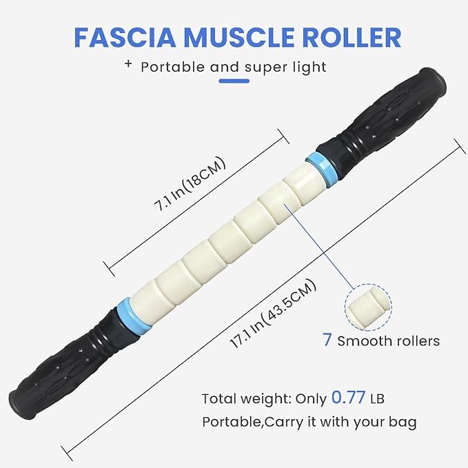 Muscle Roller Stick Ctwctr Massage Roller for Lymphatic Drainage, Cellulite Massager, Leg Massager for Circulation and Pain Relief, Deep Tissue & Trigger Point Massage