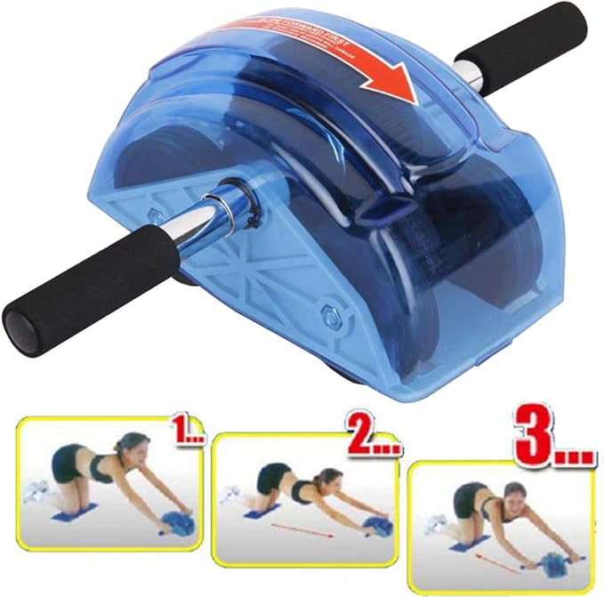 Ab Roller for Abs Workout Abdominal Exercise Rollers, Abdominal Roller 4 Wheels Ergonomic Grip for Core Strength Training Exercise for Home and Gym Use