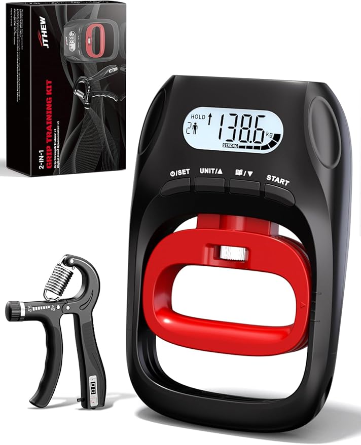 Grip Strength Tester Trainer - Electronic Hand Dynamometer of 400lbs/180kg & Grip strengthener with Adjustable Resistance for Sport