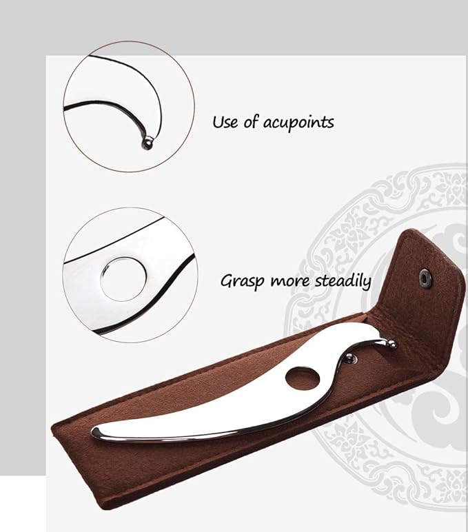 Gua Sha Tool - Medical Grade Stainless Steel Scraping Massage Tool, IASTM Tool for Relaxing Soft Tissue, Reduce Head, Neck, Back Pain
