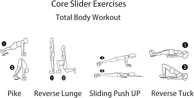 Exercise Core Sliders for Working Out, Dual Sided Sliding Discs Use on Hardwood Floors, Workout Glider Discs Abdominal & Total Body Gym Exercise Equipment for Home