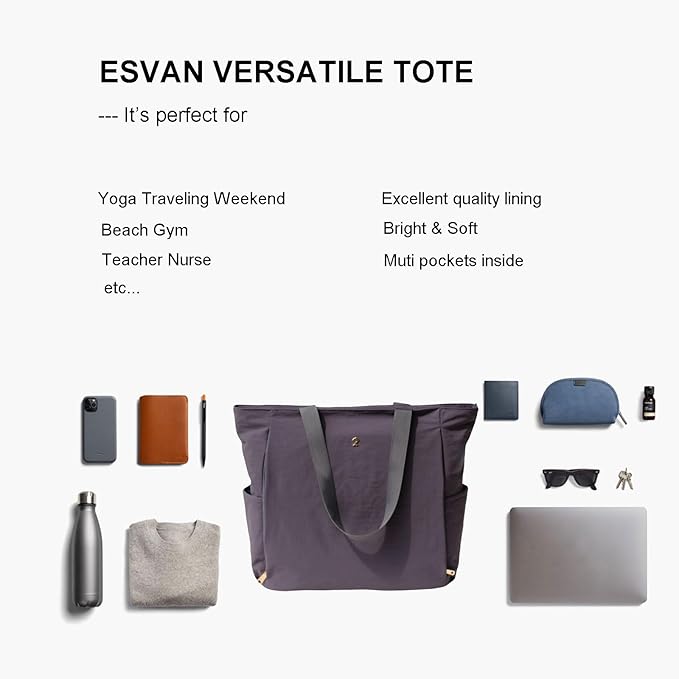 ESVAN Yoga Mat Bag Yoga Tote Carrier Shoulder Bag Carryall Tote for Office,Yoga,Pilates,Travel,Beach and Gym