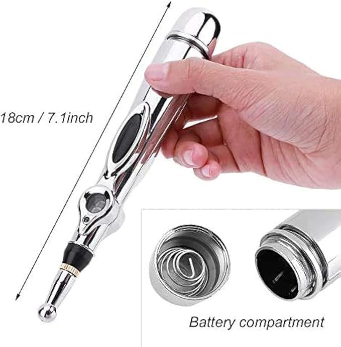 Zeerkeer Acupuncture Pen 3-in-1 Electronic Acupuncture Pen for Pain Relief, Powerful Meridian Energy Pulse Massage Pen, Includes Massaging Gel