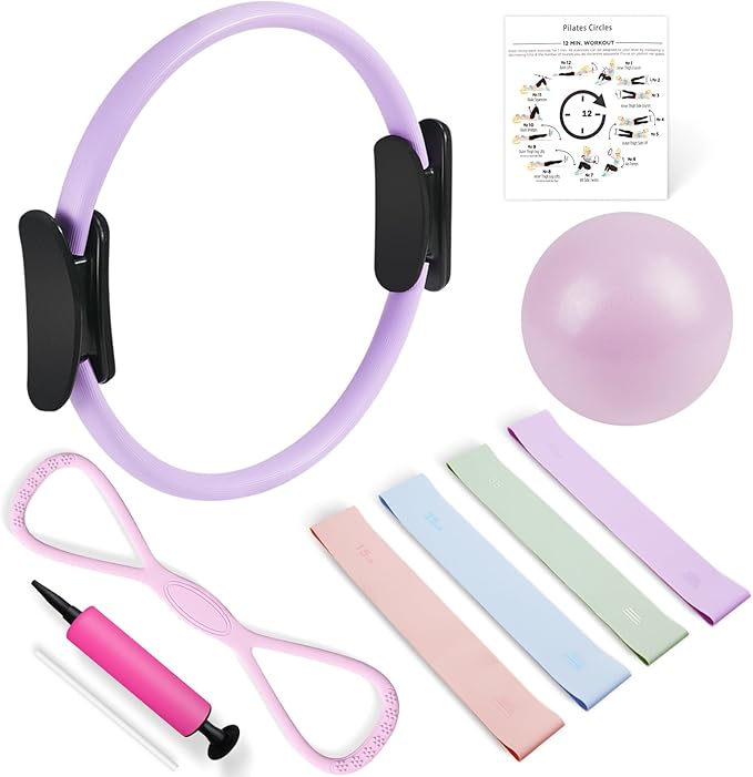Pilates Kit, Pilates Essentials Kit for Women, 15” Pilates Ring and Ball Set