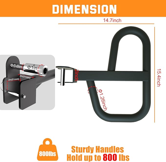 Dip Bar Attachment for 2"x2" Squat Rack, Heavy Duty Power Rack Attachment with 5/8" or 1" Hole