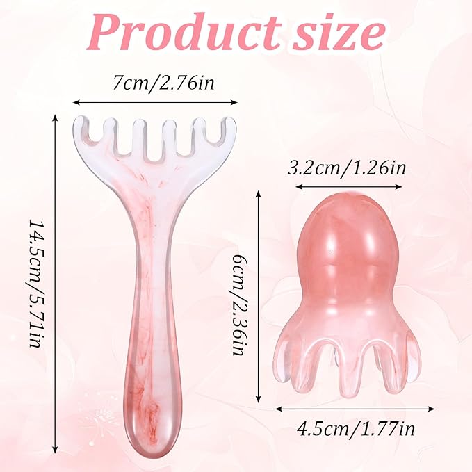 Head Massager Tool Scalp Comb, 2 Pcs Head Massager Comb and 1 Pcs Six Claw Manual Hair Scalp Massagers Gua Sha Tool Resin Hair SPA Acupressure Tools for Mother‘ Day Birthday Gifts