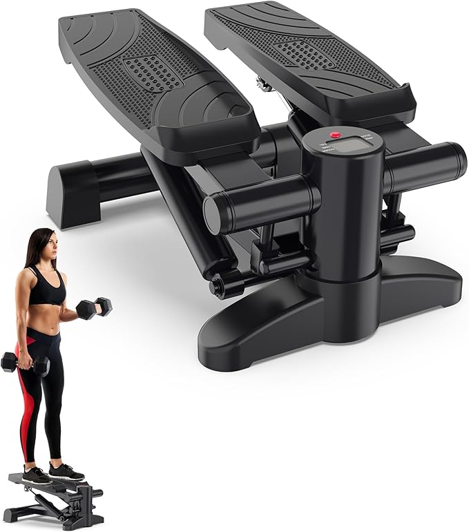 Mini Stepper Exercise Machine Under Desk, Stepper Machine 300LB Weight Limit,Mini at Home Stair Stepper No Nise,2 MM Thickness Steel Step Machine for Exercise at Home Hydraulic