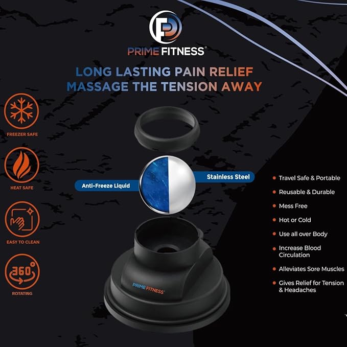 PRIME Fitness Wall Mounted Massage Ball | Cold Therapy | Back Massager | Cryo Stick | Relieve Muscle Pain (360 Massager)