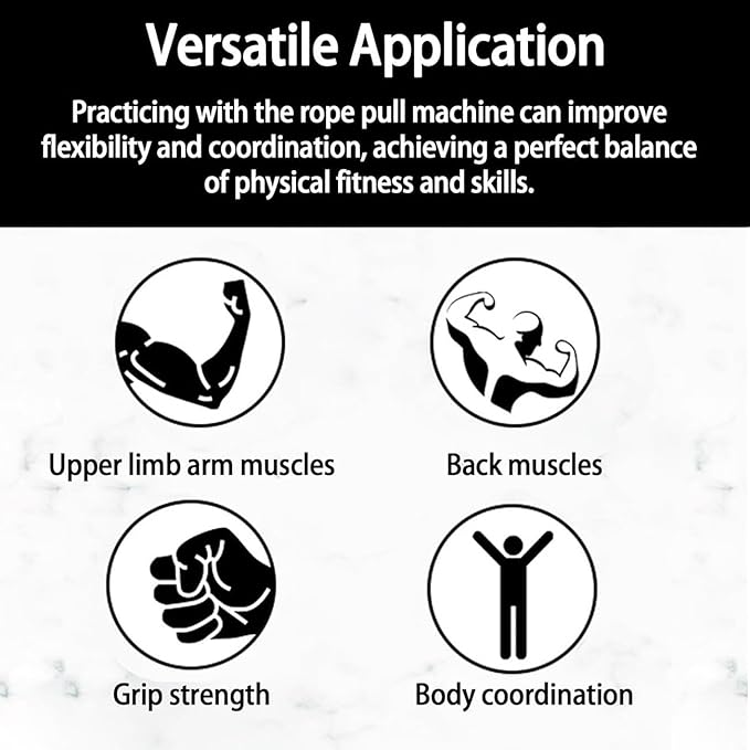 Endless Rope Trainer, Suspension Endless Rope Pulley System, Adjustable Resistance Trainer Machine, Home Gym Infinity Rope for Interval Resistance Training, Closed-Loop Nylon Rope(Black)