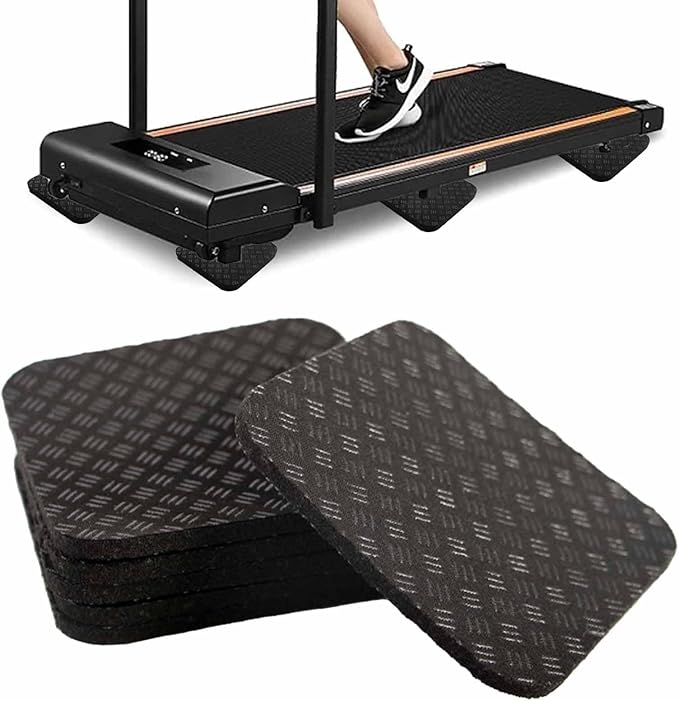 Non-Slip Treadmill Mat Pads, 4x4 Inch High Density Silicone Exercise Equipment Mat - Double-Sided Anti Vibration Pad for Treadmill, Walking Pad, Exercise Bike, Floor Protection