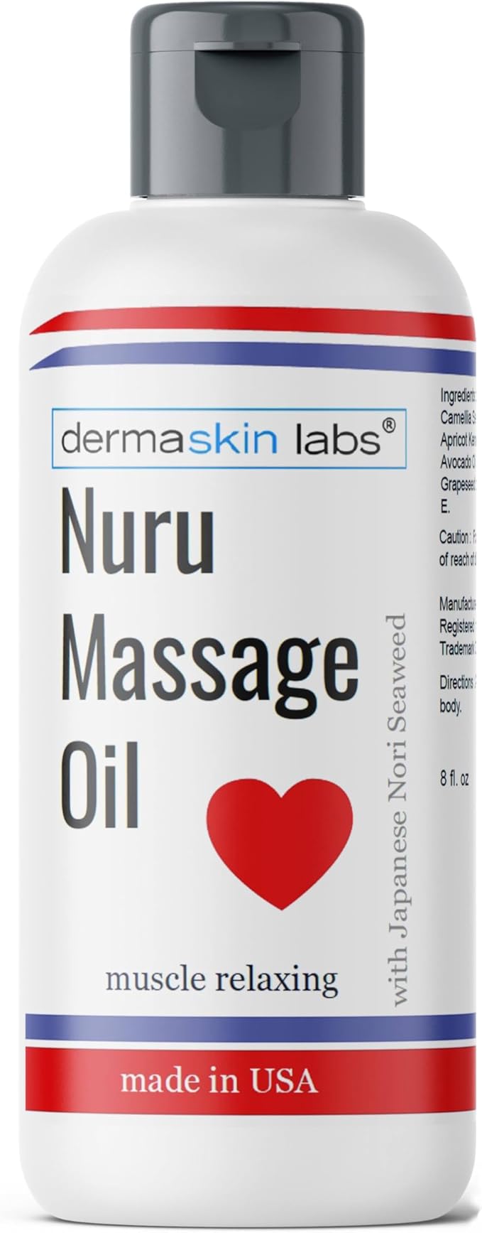 Nuru Massage Oil Body on Body Massage All Natural Relaxing Super Slippery for Sore Muscles, Dry Skin with Japanese Nori Seaweed Made in USA
