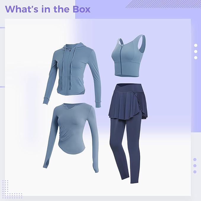 Women'S Pilates Yoga Set, 4-Piece, Xxl (135-150 Lb), Includes Jacket, Sports Bra, Top, And Moisture-Wicking Fabric