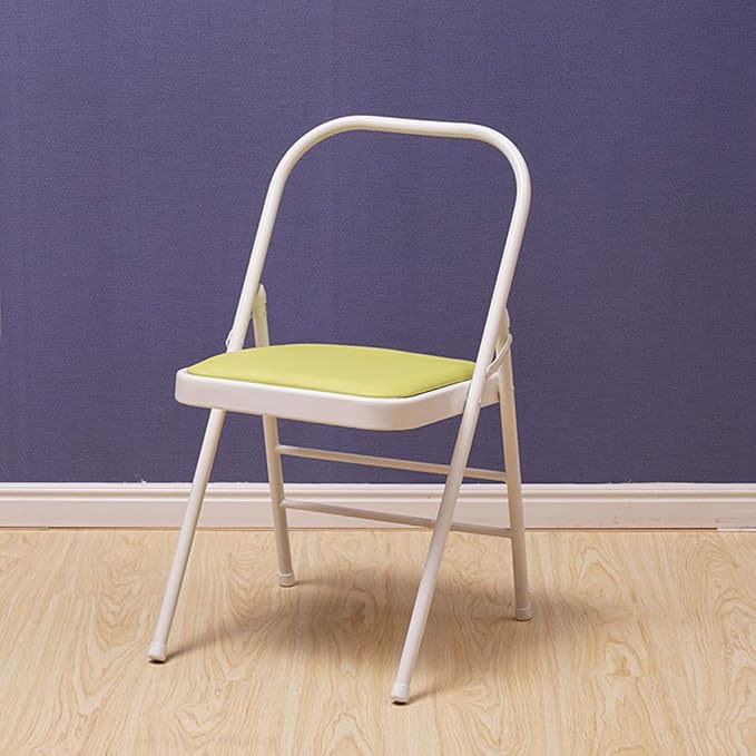 Yoga Auxiliary Chair Yoga Practice Balance Chair for Iyengar Foldable Pilates Yoga Chair with Anti-Slip Foot,PU Cushion,Double Beam Design,Green