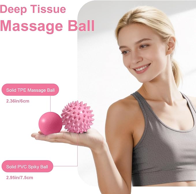 4Pcs Yoga Ball Set includes Large and 9in Pilates Balls, Massage & Spiky Ball for Fitness ,Anti-Burst Exercise Ball with Pumb for Pregnancy,Physical Therapy,Office Chair, Home Workout,3Sizes,3Colors