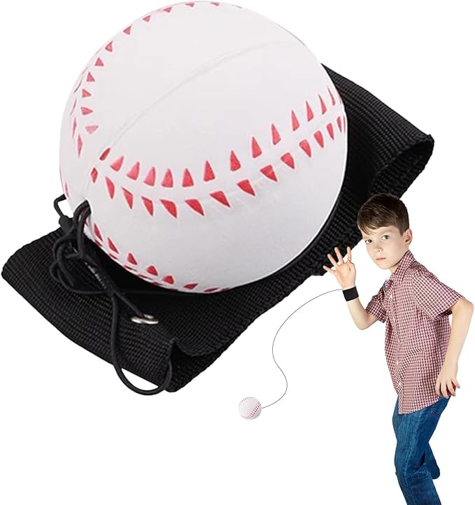 Sports Wrist Return Ball, Baseball on String with Rubber Rebound Ball, Elastic Wristband for Training