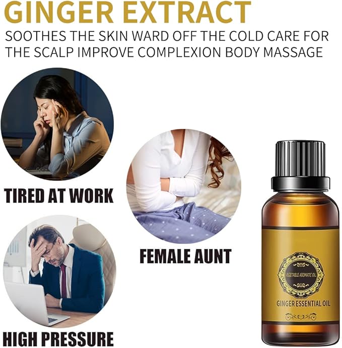 10 Pack Belly Drainage Ginger Oil, Ginger Oil Lymphatic Drainage Massage Oil, Natural Lymphatic Drainage Ginger Oil,Ginger Massage Oil,Plant Aroma Oil, Natural Ginger Essential Oil