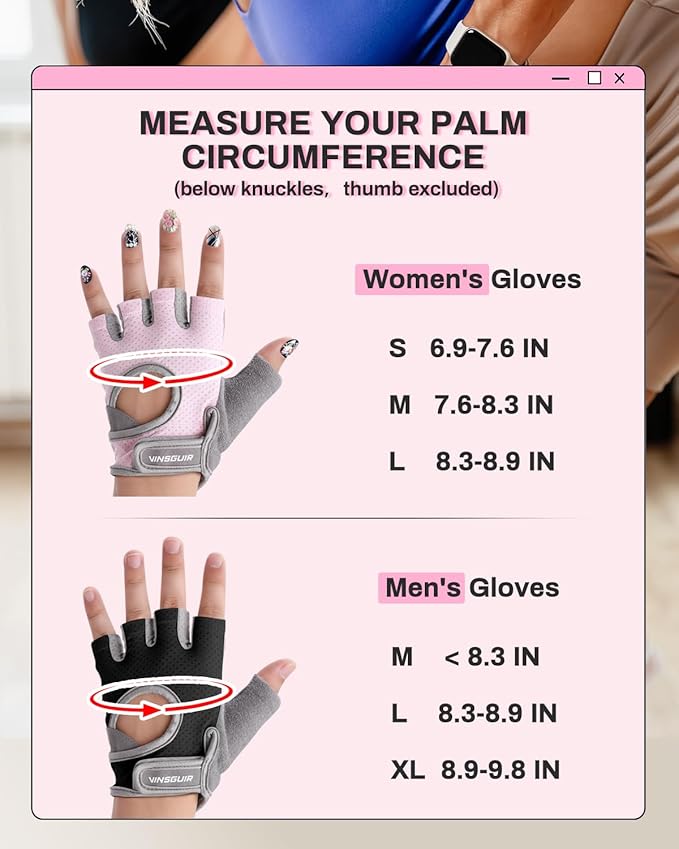 VINSGUIR Workout Gloves for Women and Men, Breathable Weight Lifting Gloves for Gym Exercise, Fitness, Training, and Cycling, with Excellent Grip and Cushion Pads