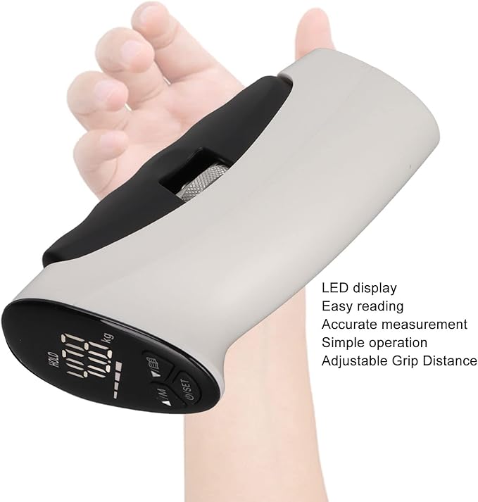 Hand Dynamometer Grip Strength Trainer, Electronic Hand Grip Strength Tester, LED Display Adjustable Grip Distance Digital Hand Grip Strength Dynamometer for Sport Home School