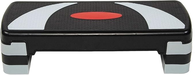 Adjustable Aerobic Step Platform, 4/6/8 Inch Height with Non-Slip Surface, Supports 400 lbs for Home Workouts, Cardio, and Step Training - Gray/Black