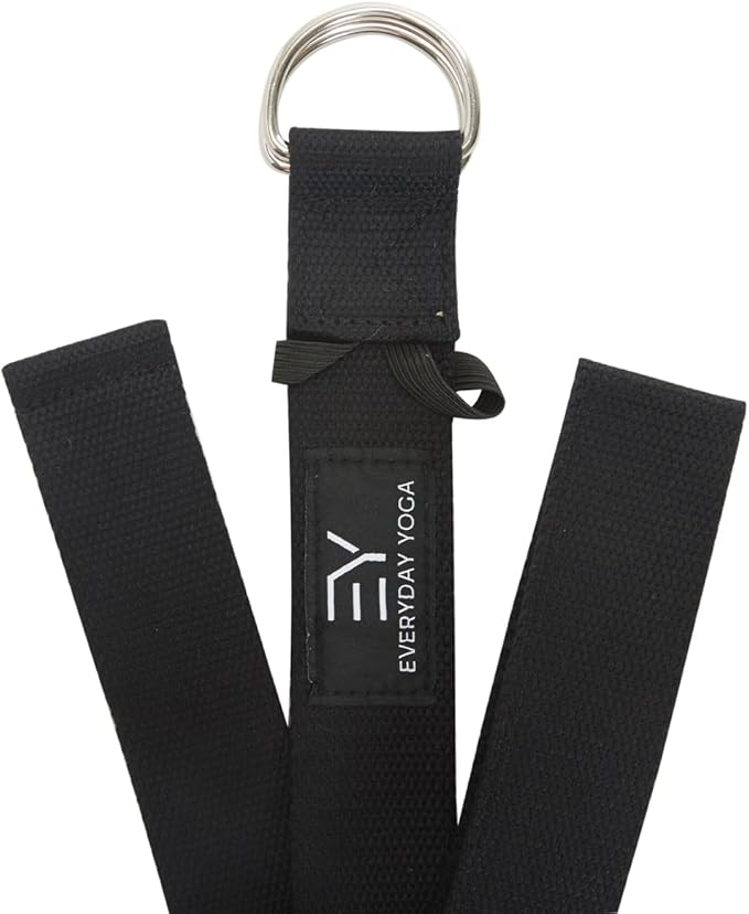 Everyday Yoga Strap with Metal D-Ring - Durable Stretching Strap for Yoga, Pilates, Flexibility & Physical Therapy (6ft, 8ft, 10ft)