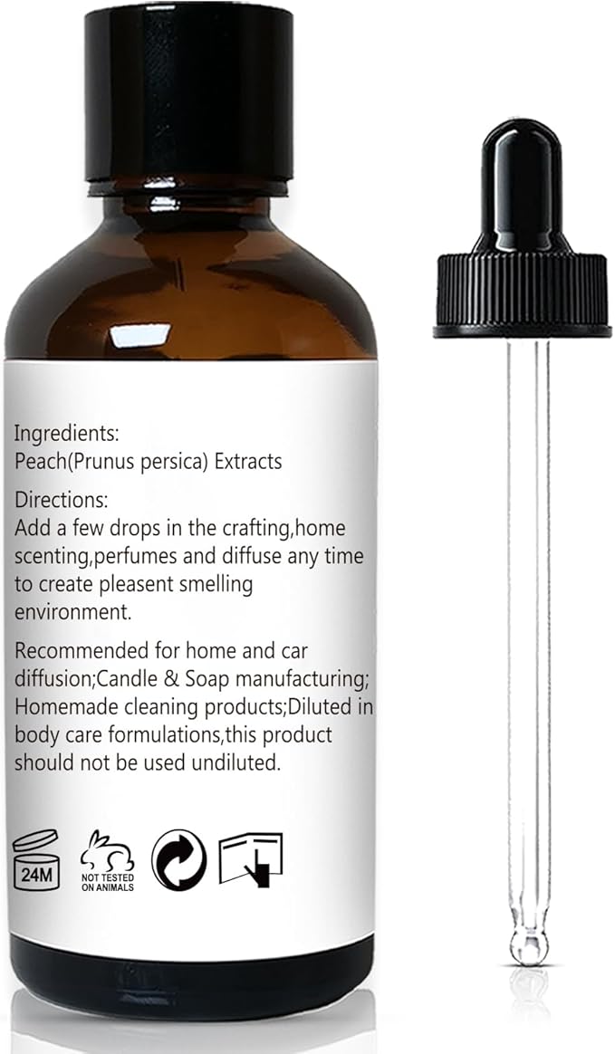Peach Fragrance Oil, Perfume Oil, Home Scent Oils for Soaps, Candle Making, Dryer Balls, Diffusers, Laundry, Slime -1 oz /30ml