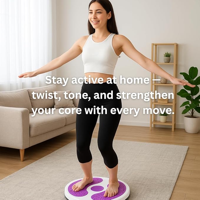 Twist Exercise Board for Core & Abs – 11" Balance Twister Disc with 360° Rotation, Non-Slip Massage Foot Pads, Improves Balance, Flexibility & Posture (Purple)