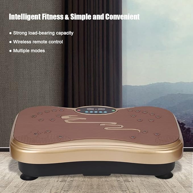 Vibration Platform Exercise Machine, Full Body Fit Vibration Massage for Home Fitness & Weight Loss w/Loop Bands/Remote Control Max Load 330lbs