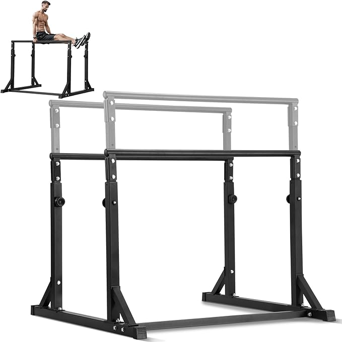 Happybuy Dip Bar, 800 Pounds Capacity, Heavy-Duty Adjustable Dip Stand Station for Fitness, Workout Dip Bar Stabilizer for Home Gym, Parallel Bars for Strength Training