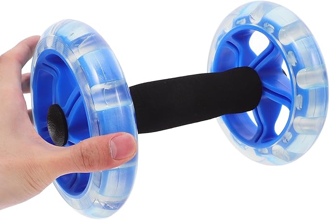 HEMOTON Twin-wheel Ab Roller Fitness Wheel Core Abdominal Training Device for Men Women Blue, Double Exercise Roller for Home Gym Weight Loss and Waist Shaping