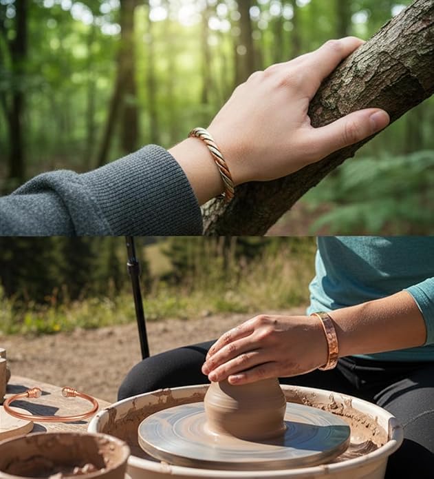 Touchstone copper bracelets | gift for men women |adjustable 100% pure solid real magnetic jewelry | handmade bracelet set combo | rope braided tibetan bangles.