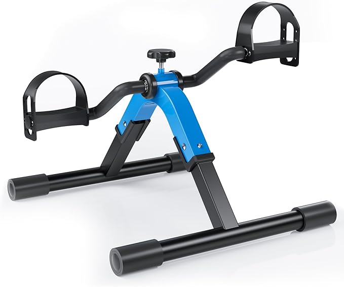 Folding Pedal Exerciser Mini Exercise Bike Under Desk Bike Pedal Exerciser for Arms and Legs Cardio Workout, Portable Desk Bike Peddler Machine for Sedentary Officer & Seniors