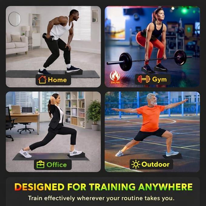 ZKDLFIRE Squat Wedge Block – 2 Pcs, Non-Slip Squat Wedges Weightlifting – Heel Elevated Squat Wedge, Heel Wedge for Squats, Slant Board for Squats to Improve Mobility, Balance, Strength & Squat Depth, Includes Anti-Slip Pads & Carrying Bag