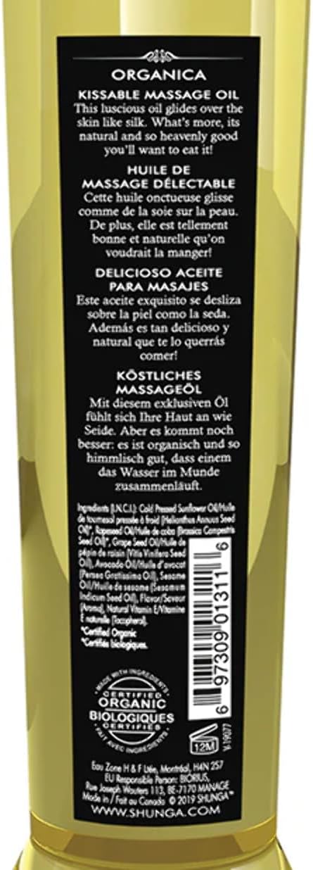 Shunga Erotic Art Organica - Kissable Massage Oil - 8.0 Oz - Exotic Green Tea