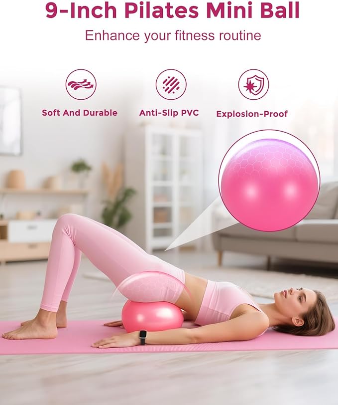 Home Pilates Essentials Kit for Women, Magic Circle Pilates Equipment Ring and Ball Set, 6 Resistance Bands Workout Guide Video for 28 Day Pilates Essential Challenge Starter Kit for Beginners