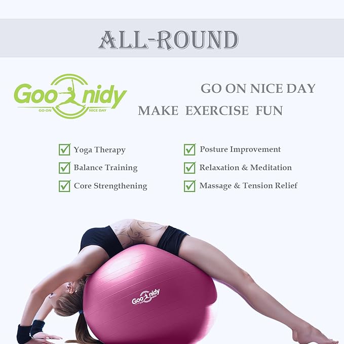 Soft Exercise Ball, Anti-Burst Pilates Yoga Ball Chair Supports 2200lb, Workout Equipment w/ Pump for Women Pregnancy, Medicine, Birthing, Physical Therapy, Stability, Excersing, Birth, Swiss, Fitness