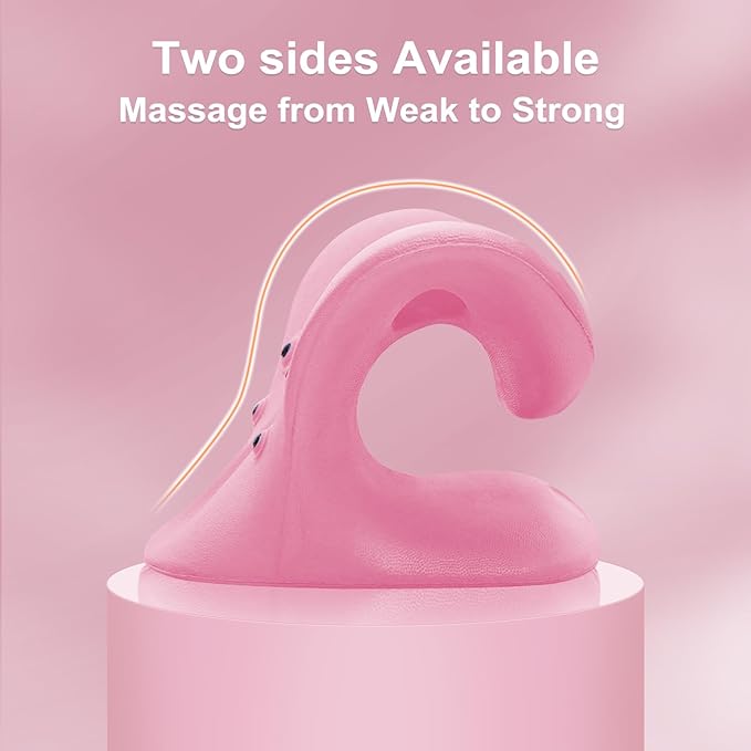 Neck Stretcher with Magnetic Therapy Acupressure for Pain Relief, Neck and Shoulder Relaxer, Chiropractic Pillow, Restore Neck Curve (Pink)