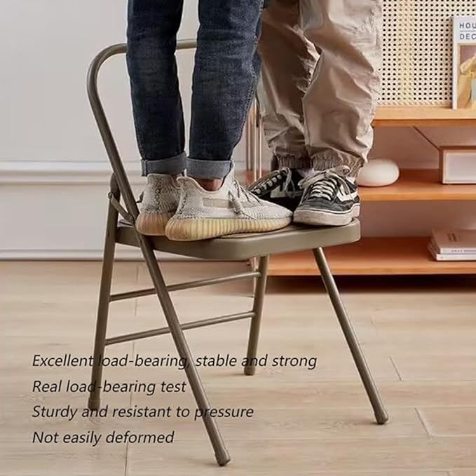 Pilates Chair,Iyengar Yoga Chair,Backless Yoga Chair Prop,Foldable and Portable Folding Stools Supports Balance Training,Khaki-45 * 42 * 83cm