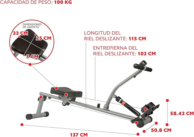 Sunny Health & Fitness Compact Adjustable Rowing Machine with 12 Levels of Resistance for Complete Body Workouts and Optional Free SunnyFit App Enhanced Connectivity